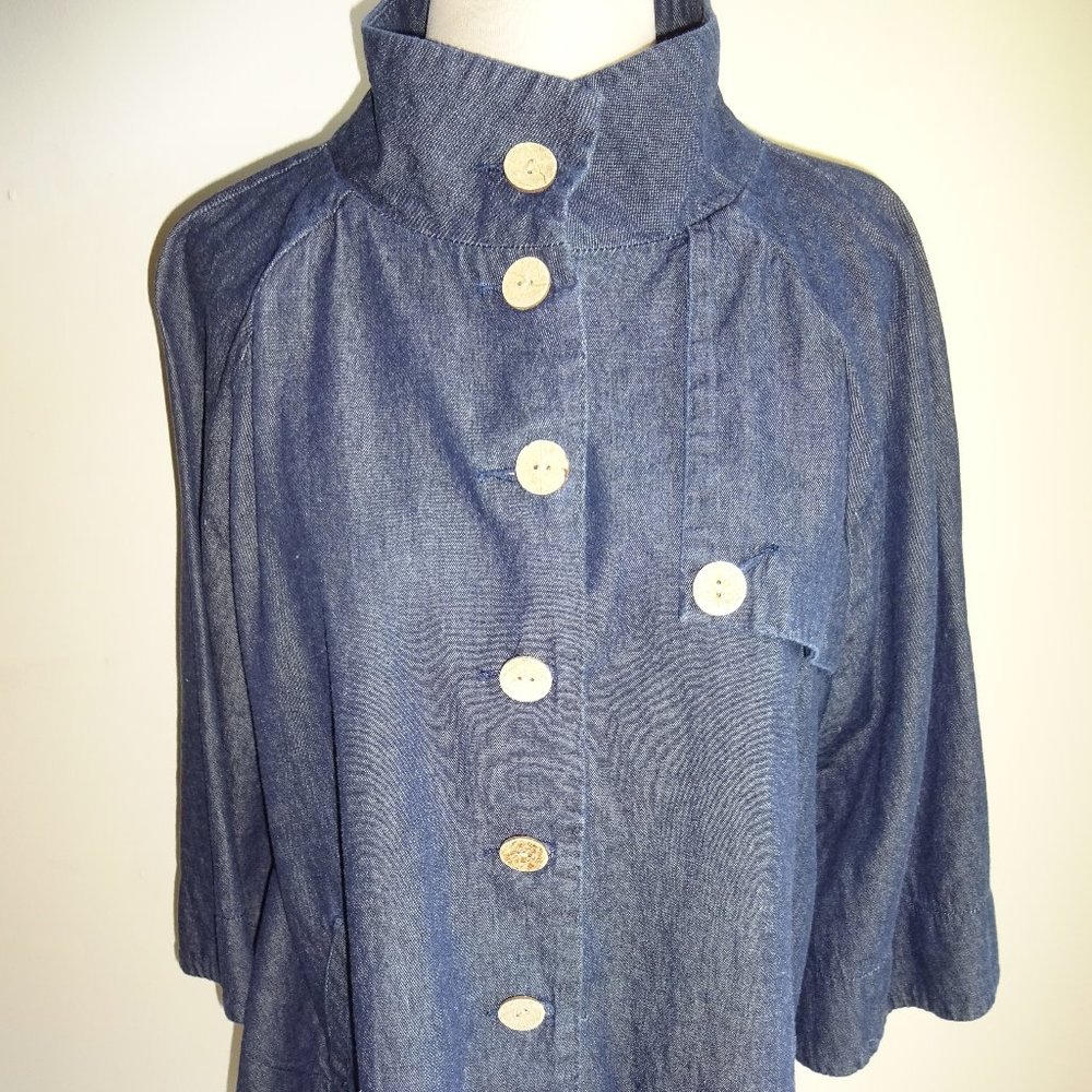 Womens Blue Jean Denim Joan Rivers Poncho Cape Medium